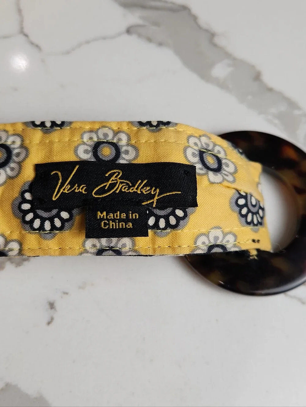 Vera Bradley Reversible Fabric Sash Belt with Tortoiseshell Ring Buckle – Retire